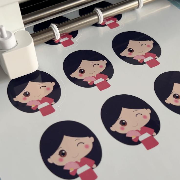 Kimono Girl with Fan Sticker