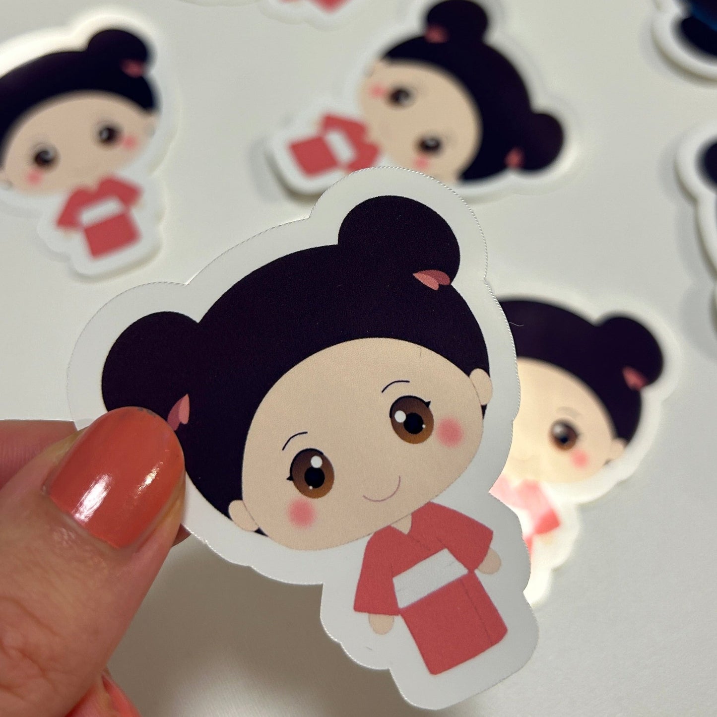 Kimono Girl with Buns Sticker