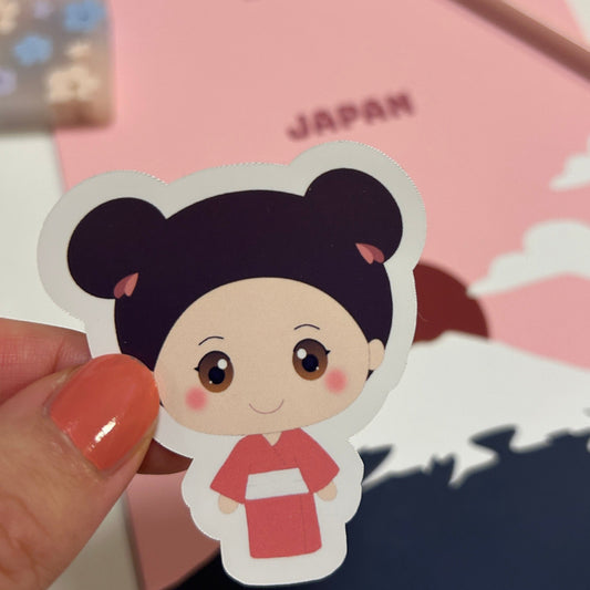 Kimono Girl with Buns Sticker